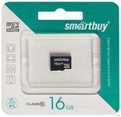 Карта памяти Smartbuy micro SDHC 16Gb Class10 с адаптером - фото 13651
