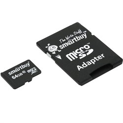 Карта памяти Smartbuy micro SDХC 64Gb Class10 с адаптером - фото 20736