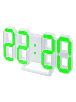 Часы-будильник Perfeo LUMINOUS PF-663 LED, белый корпус, зеленая подсветка - фото 28486