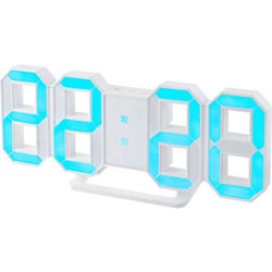 Часы-будильник Perfeo  LUMINOUS PF-663 LED, белый корпус, синяя подсветка - фото 28488