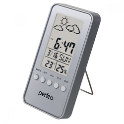 Часы Perfeo метеостанция "Window", серебряный, (PF-S002A) время, температура, влажность, дата - фото 29356