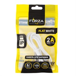 Кабель Forza 931-023 для зарядки Flat White iP, 1м, 2А, белый, пакет - фото 29718