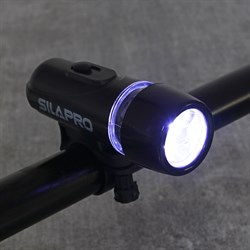 Фонарь велосипедный передний SILAPRO 195-018 2 режима, 5 LED, 10х3х6.5см, пластик черный - фото 35476