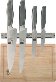 Набор ножей TalleR TR-2002 4 предмета + магнитный держатель + разделочная доска - фото 5572
