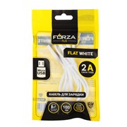 Кабель Forza 931-024  для зарядки, Flat White, Micro USB, 1м, 2A, пластик, белый